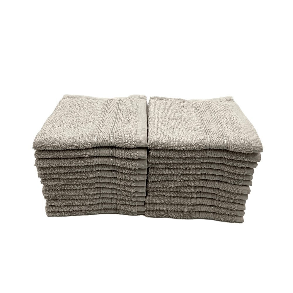 Towel BYFT Daffodil for face 30 x 30 Cm 500 Gsm 100% Cotton, Light Grey Stripe Diamond Dobby, Set of 24 - 1