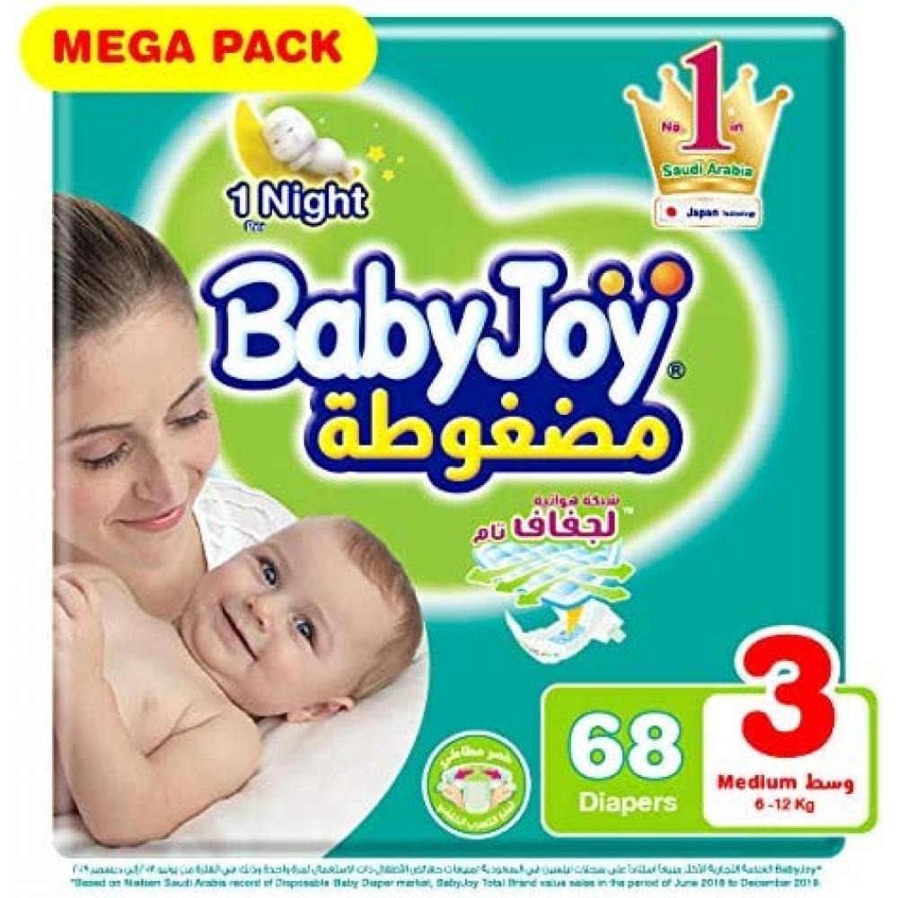 BabyJoy / Diapers, Compressed diamond pad Mega Pack, size 3, x68 - 1