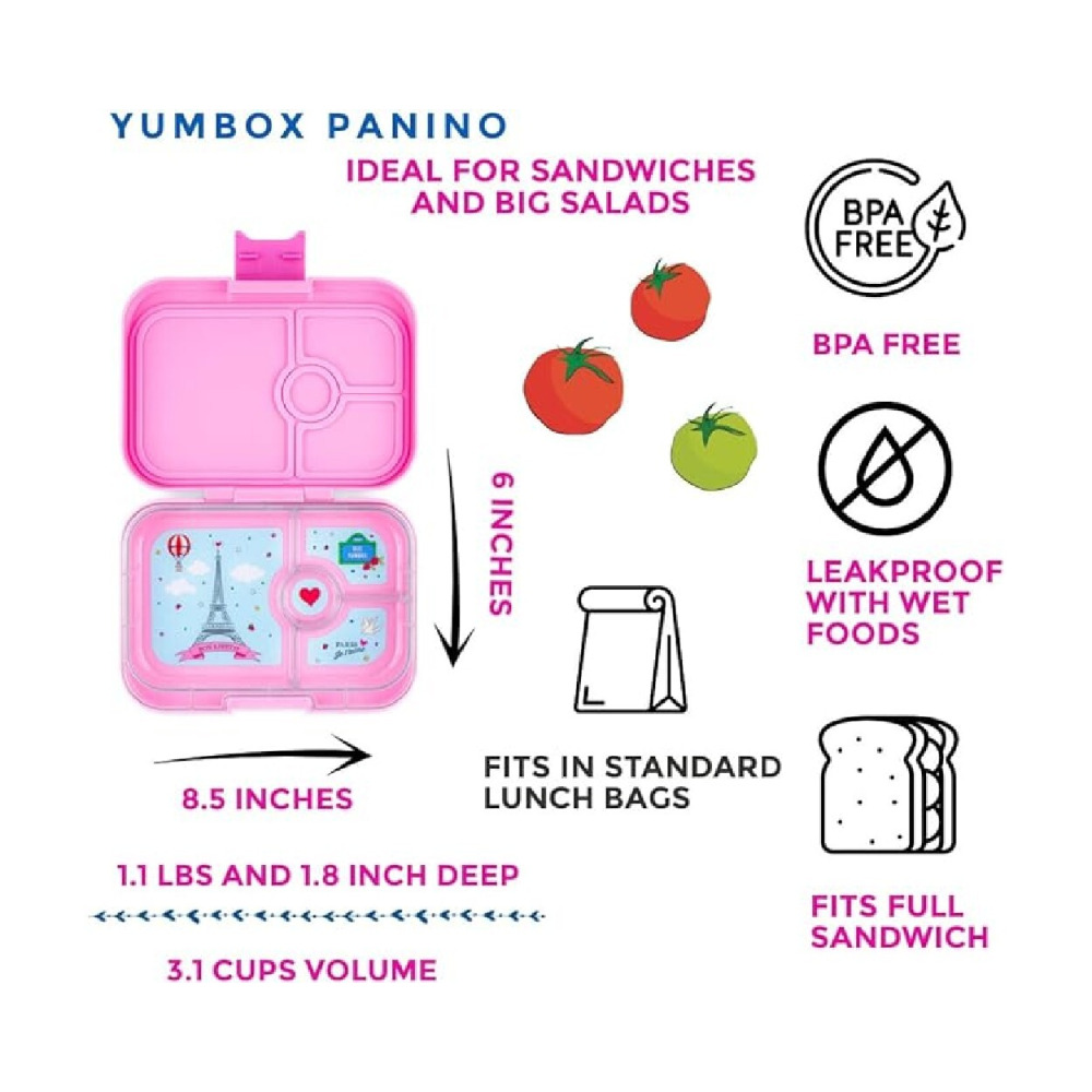 Yumbox Panino 4-Compartment Leakproof Bento Box Pink - 6