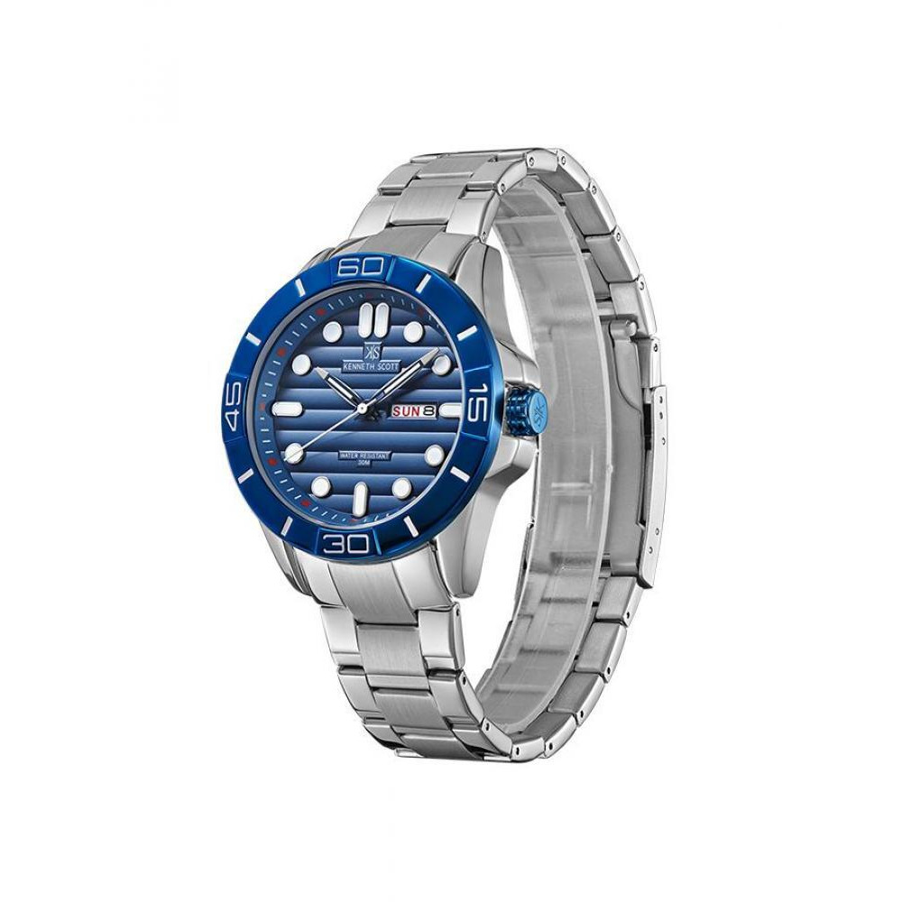 Kenneth Scott Men's Analog D.Blue Dial Watch - K22043-SBSN - 2