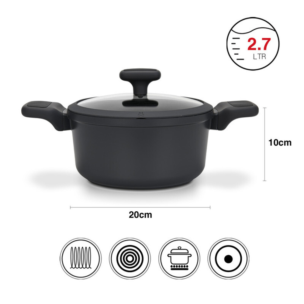 Fissman Stockpot Titanium Pro 20cm/2.7LTR with Glass Lid with Cast Aluminum and Non- Stick Coating - 4