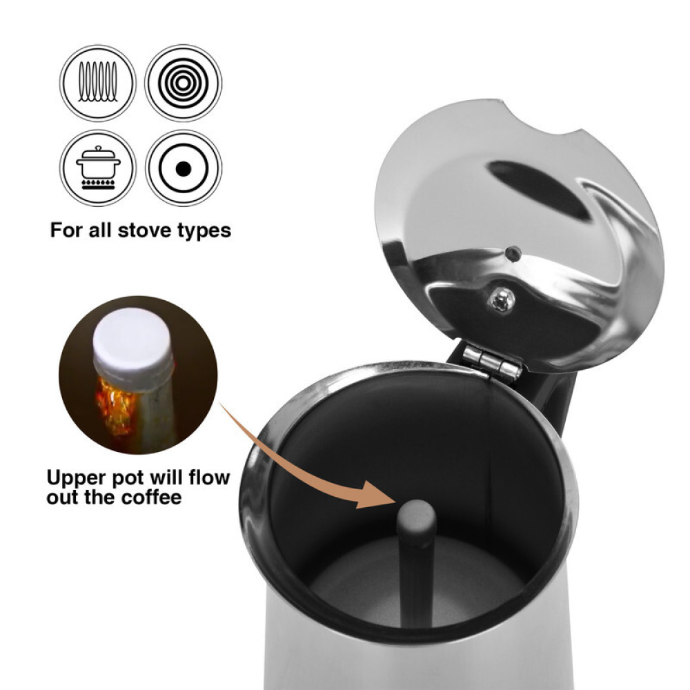 Fissman Stovetop Espresso Maker 450ml For 9 Cups Stainless Steel - 3