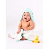 Hooded Towel Under the Nile, Organic Baby Deluxe, Aqua  - 3 miniature