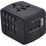 SHOWAY / Charging cable, Universal travel adapter with 3 USB + 1 Type-C, Black - 2 miniature