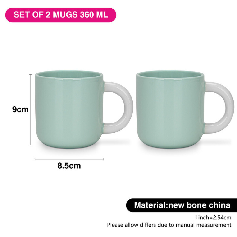 Fissman 2-Piece Mugs 360ml  Green New Bone China - 6