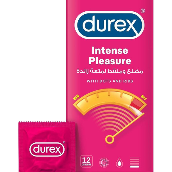 Durex / Интенсивное удовольствие, Презервативы мужские с точками и ребрышками, 12 ШТ.