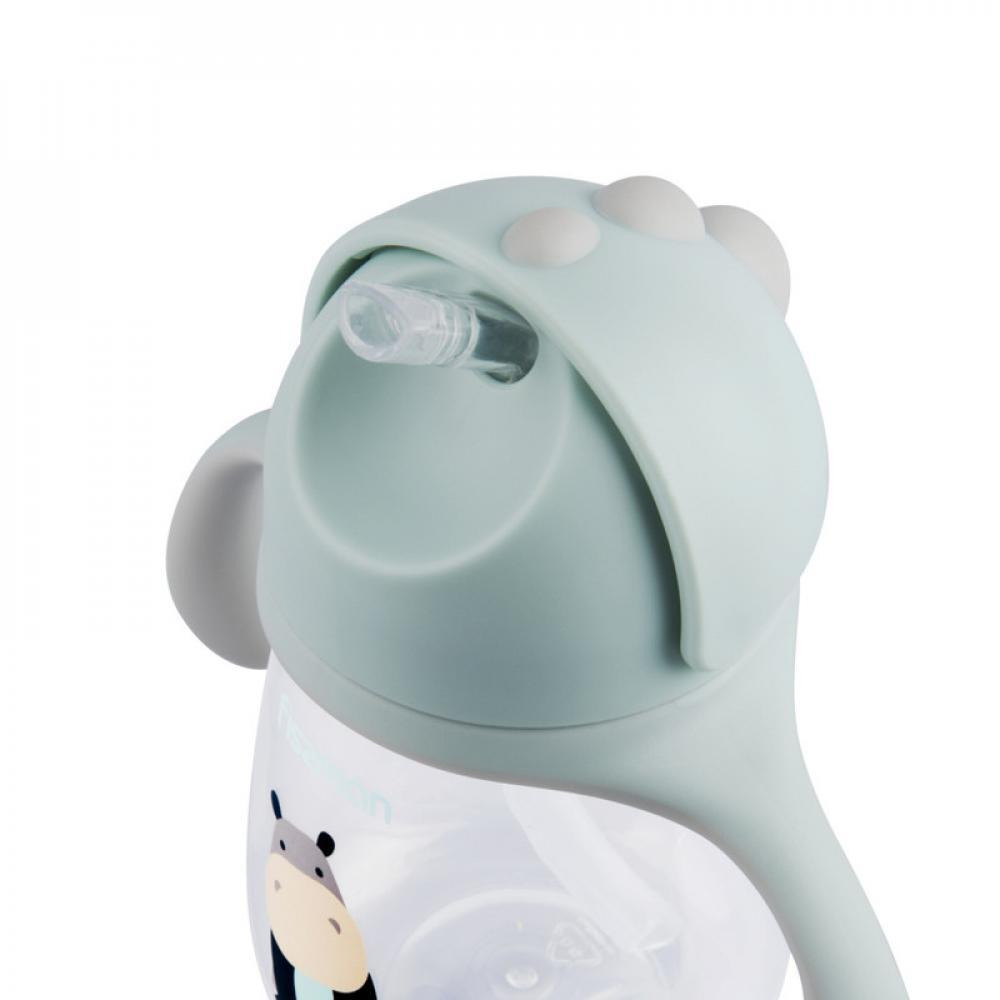 Fissman Training Cup for Toddler Drinkware with Spout \& Straw. Spill Proof Sippy with Handle Mint Green 260ml - 2
