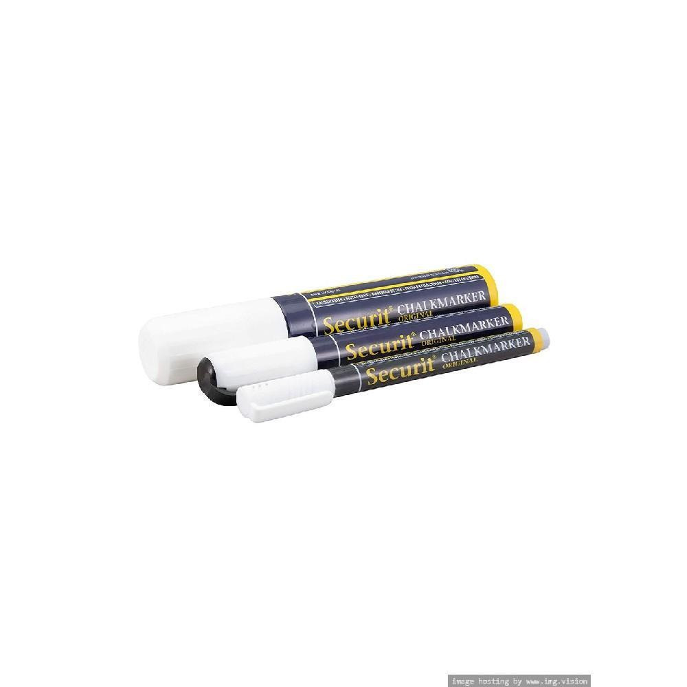 Securit Liquid Chalkmarker White 1 Large, 2 Medium & 2 Small Markers Pack of 5 - 2