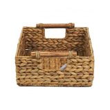 Homesmiths Large Water Hyacinth Basket With Rattan Handles 38 x 27 x H14 cm - 2 miniature