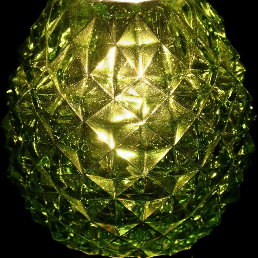 Exhart Solar Metal and Glass Pineapple Garden Stakes Green - 6