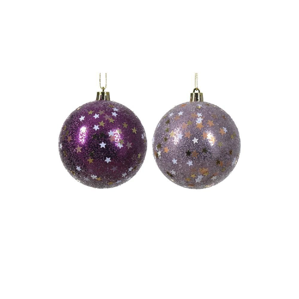 Kaemingk Decoris 8 cm Bauble Shatterproof Matt \& Shiny Tree Crystal Lilac Violet Assorted 1 Piece - 1