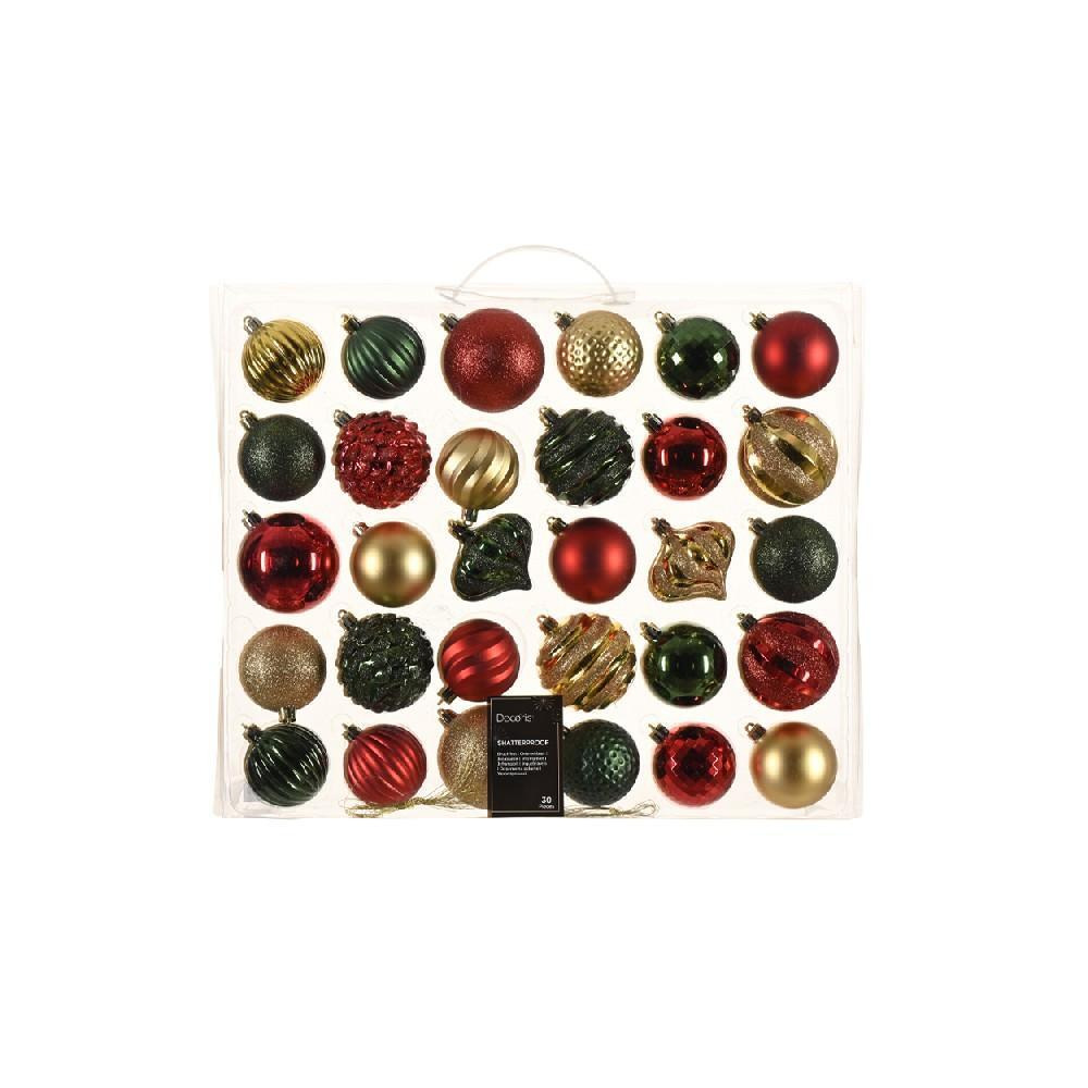 Kaemingk Decoris Mix Shatterproof Baubles SHINY, Matt Glitter Mix 21398 - 1