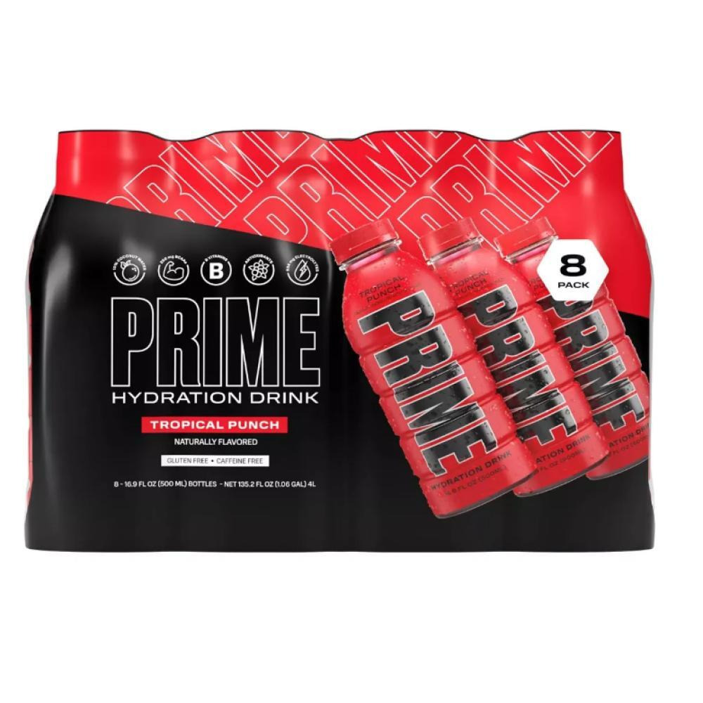 Prime Hydration Drink, Tropical Punch 8 Pack 500 ml Bottle - 1