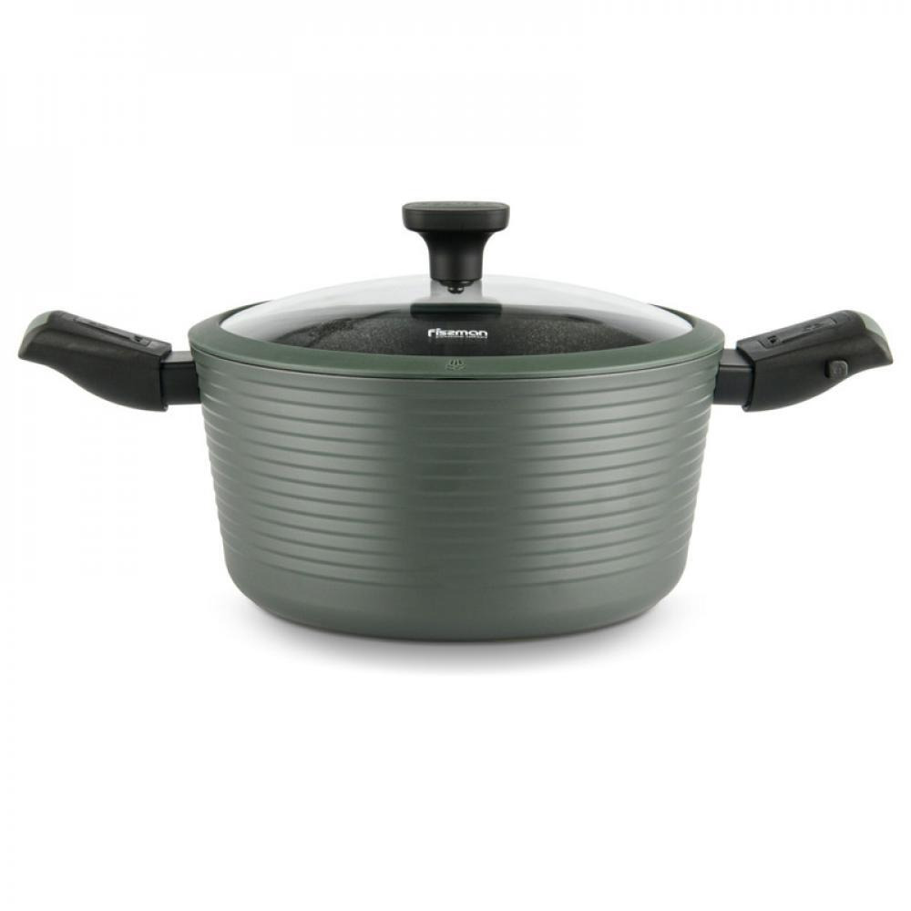 Fissman Saucepan With Detachable Brilliant Induction Bottom Handle Glass Lid 24 x 12cm/4.5LTR Green - 1