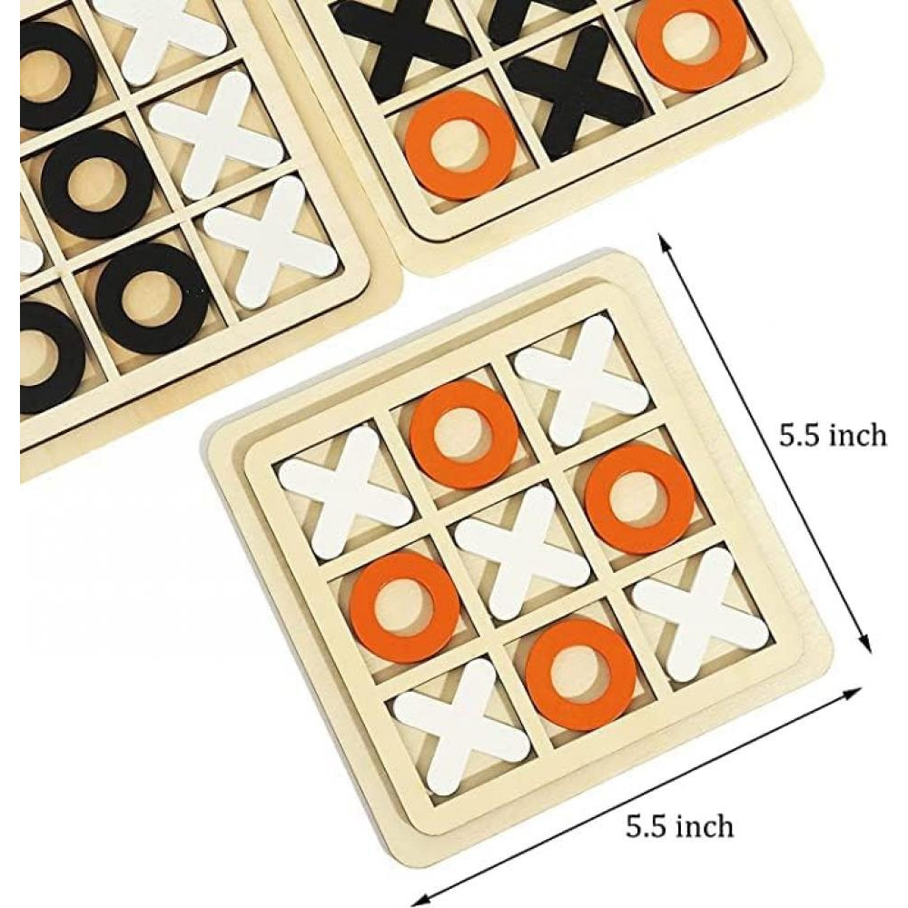 لوحة خشبية ecvv لعبة tic tac toe xo على شكل طاولة لعبة ألغاز كلاسيكية عائلية للأطفال ألعاب تعليمية (قطعة واحدة متنوعة) - 3