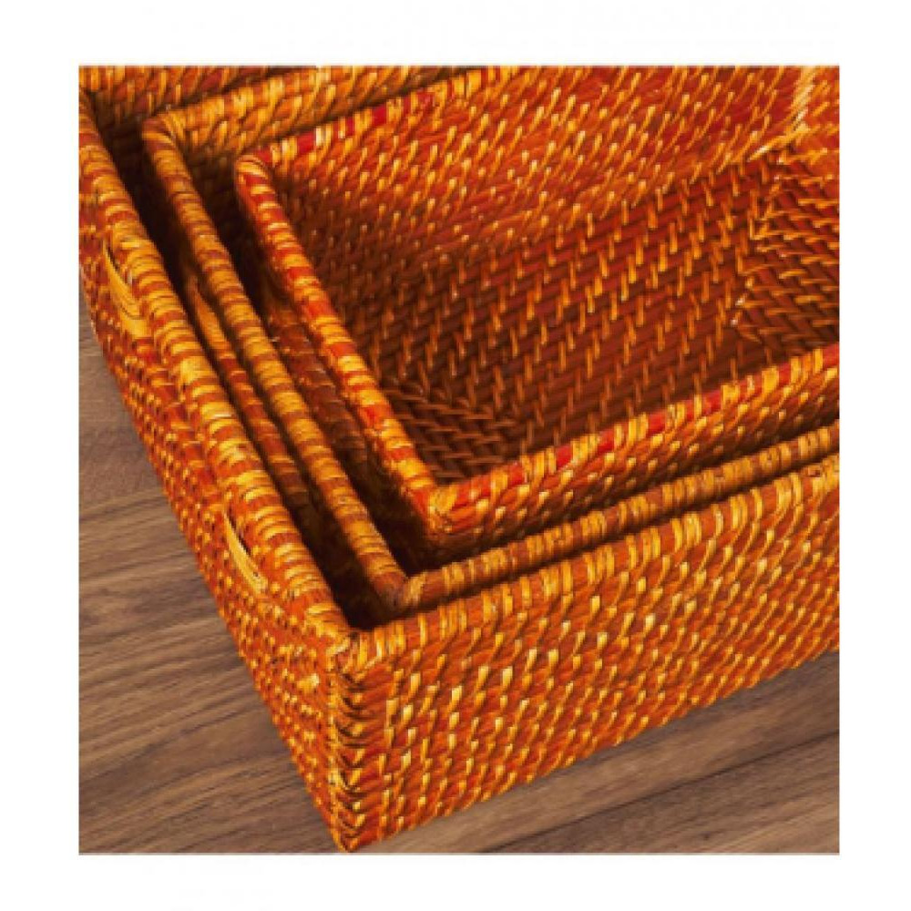 Homesmiths Copper Rattan Storage Bins With Handles Small - 5