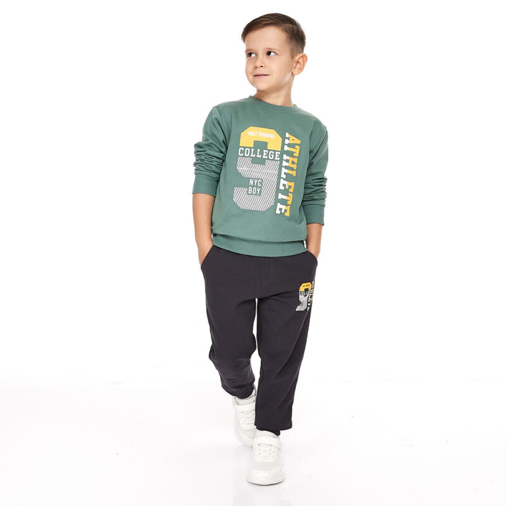 Boys' 2-Piece Sweatshirt and Jogger Set Green - Dark Gray 3-4 YRS - 1
