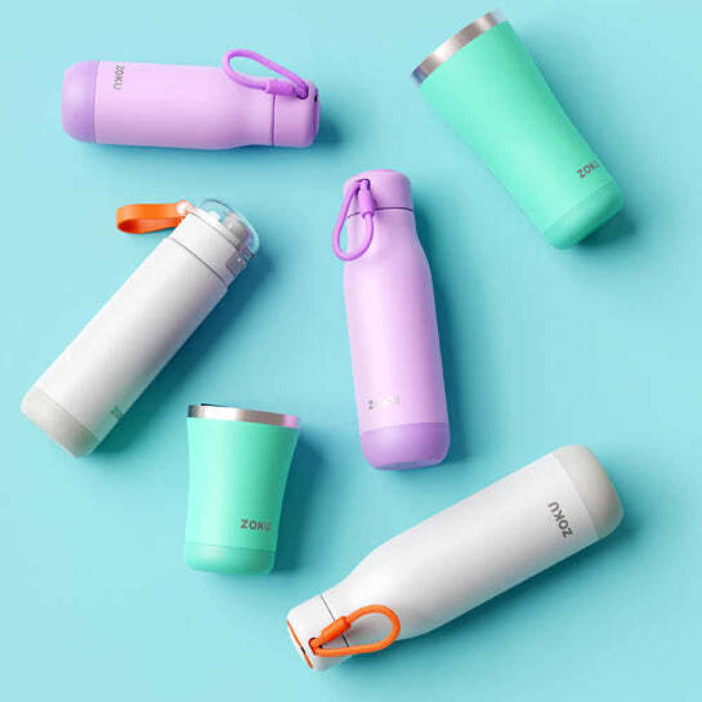 Zoku Vaccum Insulated Double Walled Powder Coated Stainless Steel Bottle,  Pink,  500ml - 2