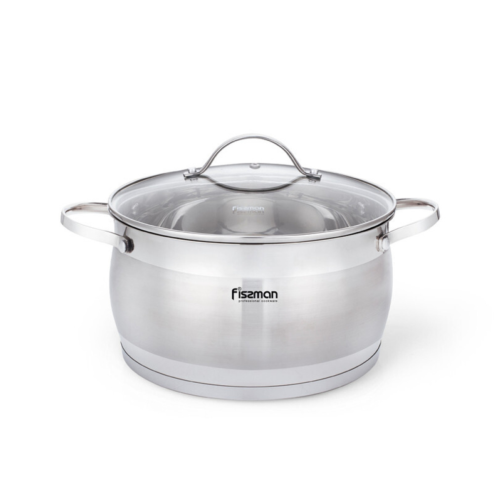 Fissman Stockpot with Glass Lid 2.6LTR with Measuring Mark, Stainless Steel Stockpot Fabiana Series - 1