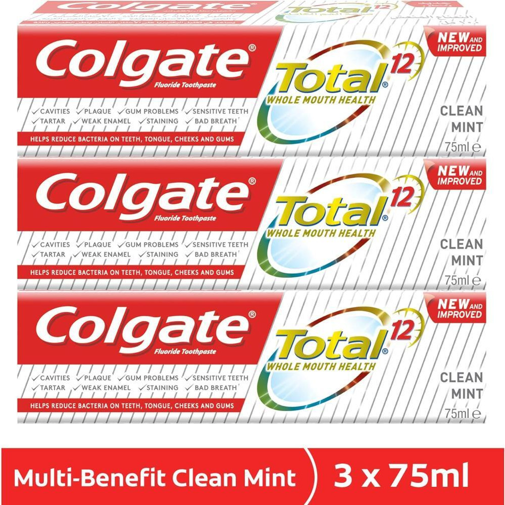 Colgate Total Clean Mint Toothpaste 12 Hour Protection 75 ml pack of 3 - 1