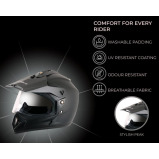 Vega Off Road ISI Certified Matt Finish Full Face Dual Visor with Peak Helmet for Men and Women Outer Clear Visor and Inner Smoke Sun Visor (Dull Blac - 2 miniature