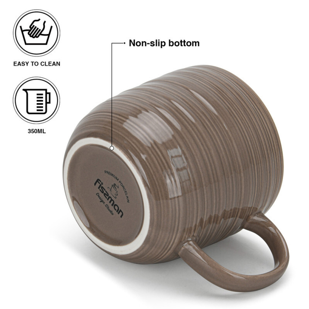 Fissman 2-Piece Mugs Firmina Brown 350ml New Bone China - 2