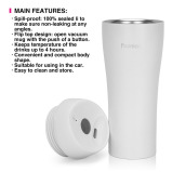 Fissman Double Wall Vacuum Travel Mug 420ml, Color White Stainless Steel - 3 miniature