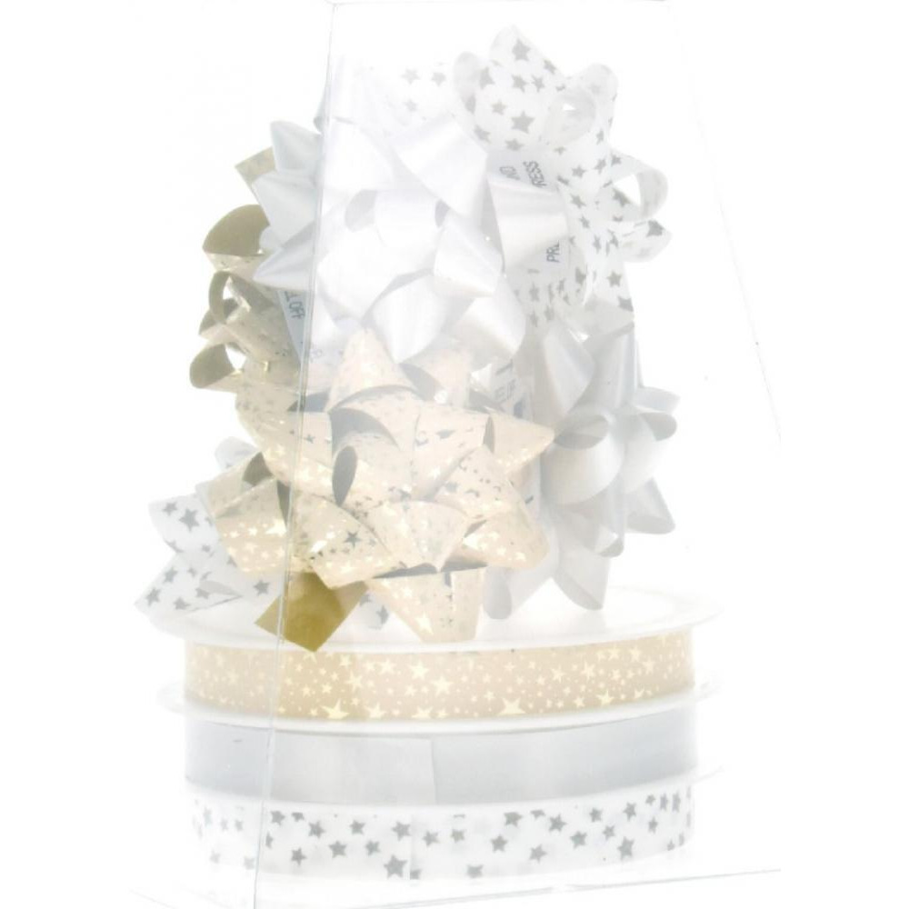 Набор бантиков и лент для упаковки подарков, Koopman, Рождественский, Коричневый и белый - 2