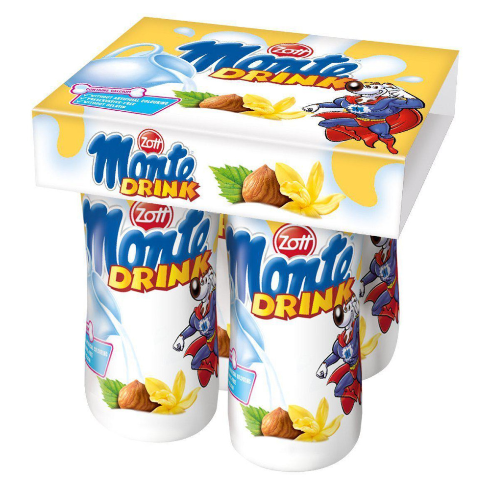 Zott Monte Milk Drink w\/ Vanilla \& Hazelnut 4 x 95ml - 1
