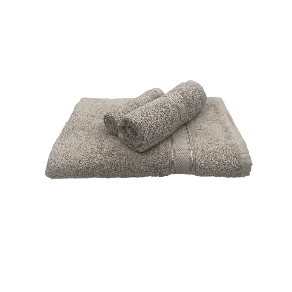 Set of Towel BYFT Daffodil Stripe Diamond Dobby, 30x30 + 40x60 + 70x140 Cm, Cotton 500 Gsm, Light Grey, Set of 3 - 3