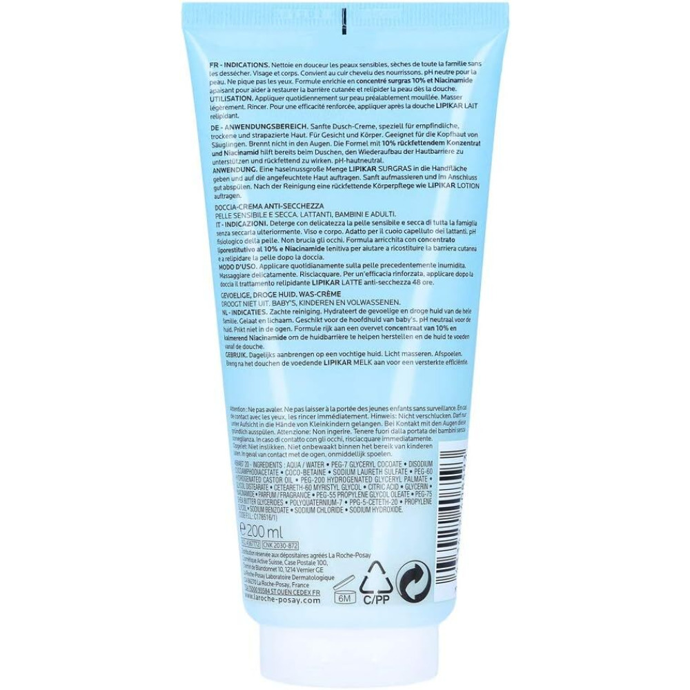 La Roche-Posay Lipikar Surgras Anti-Dryness Cleansing Cream 200ml - 2