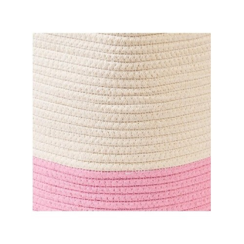 Homesmiths Cotton Rope Basket Upper Mouth White and Pink Dia30 x H30 cm - 4