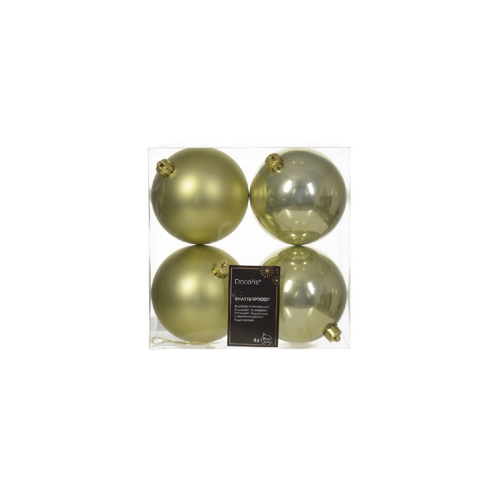 Kaemingk Decoris 10 cm Baubles Shatterproof Shiny Matt Mix Pistachio - 1