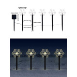 Set of 5 Outdoor Solar Powered Snowflake Pathway Lights - 6 miniature