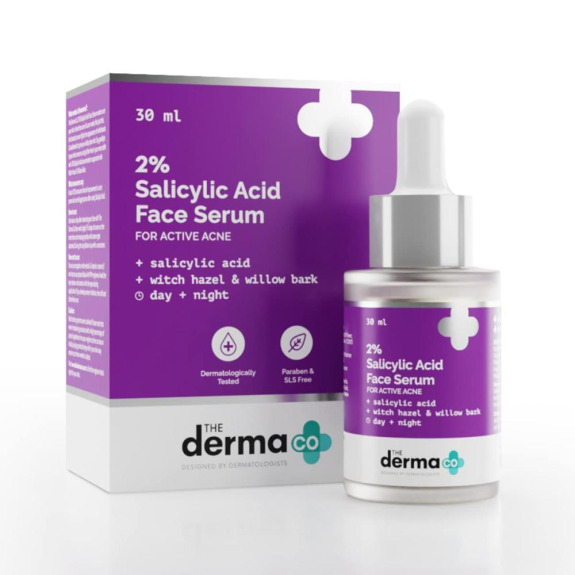 The Derma Co 2% Salicylic Acid Serum with Witch Hazel and Willow Bark for Active Acne, 30 ml