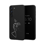 Protective Case Cover for Galaxy S23 Plus with Face & Flowers white Pattern - 1 miniature