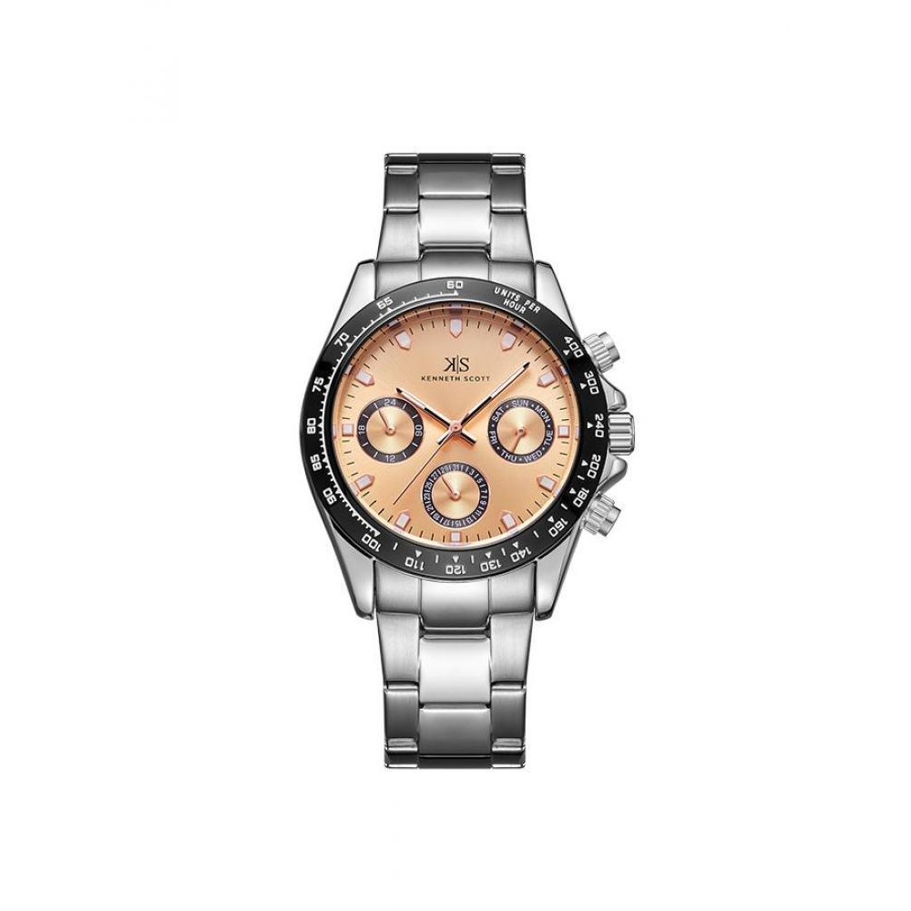 Kenneth Scott Men's Multi Function Rose Gold Dial Watch - K22142-SBSK - 1