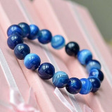 سوار الخرز العقيق الأزرق الطبيعي 10 ملم - 5 miniature