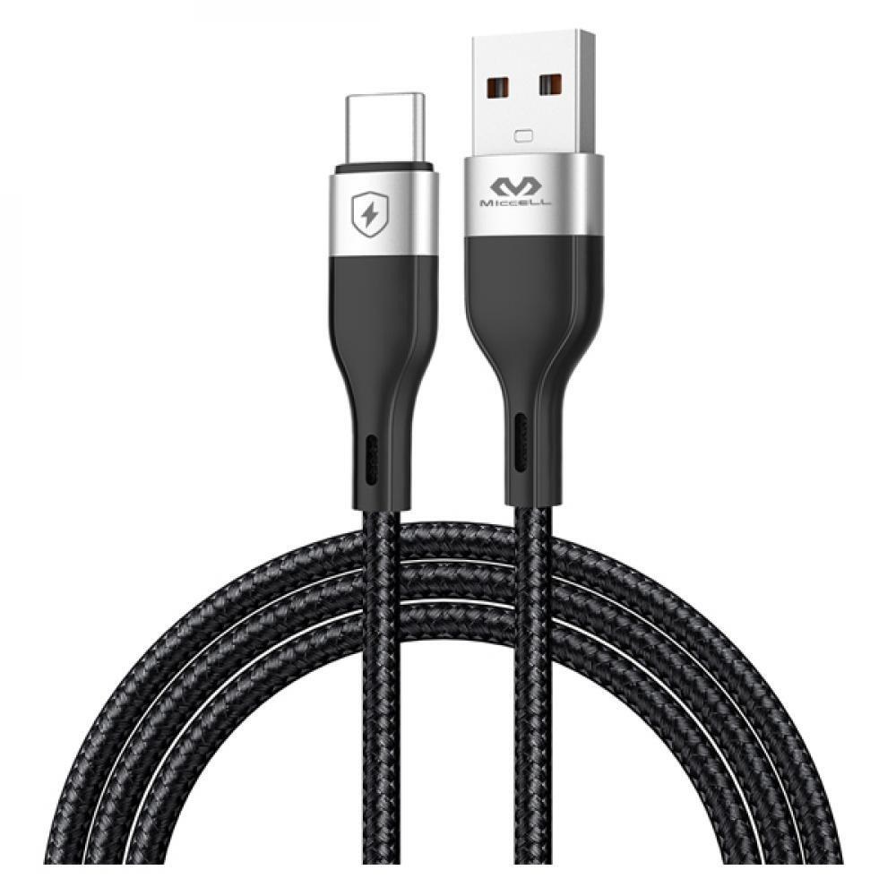 Miccell \/ Charging cable, 2.4A Ultra strong, USB to type-C, 1M, Black, VQ-D129 - 2