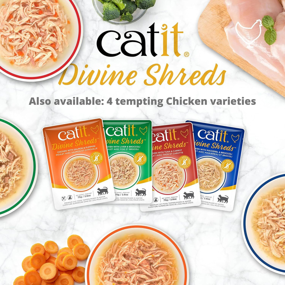 Catit Divine SHREDS, Премиум-Корм Для Кошек, ТУНЕЦ С ширасу И СЛАДКИМ Картофелем, 75 Г - 5