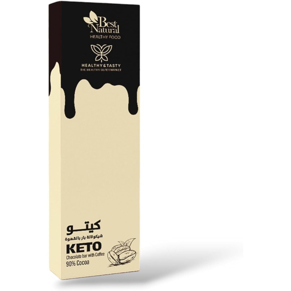 Bar Healthy & Tasty Coffee  Keto Chocolate with 90% Cocoa, No Sugar, Gluten Free, 40g - 1