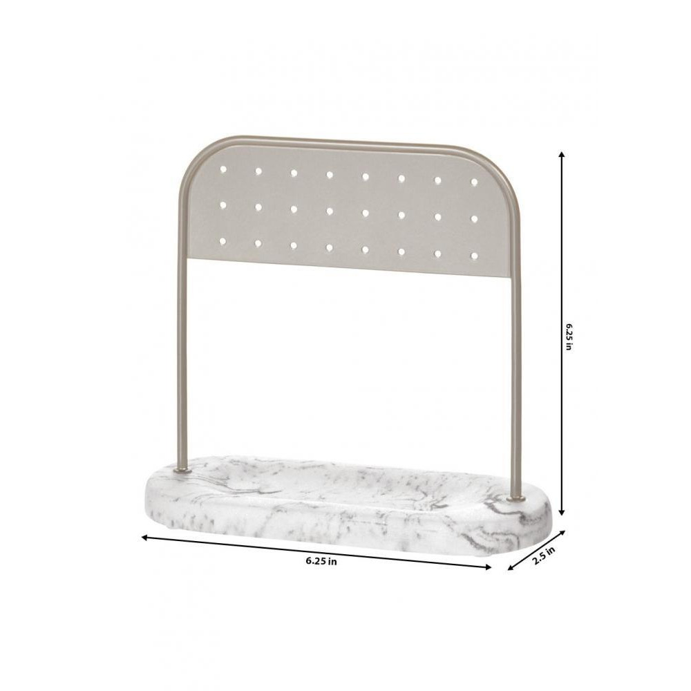 منظم أقراط داكوتا من Interdesign من الرخام الأبيض مقاس 6.2 × 5.5 × 2.5 بوصة - 2
