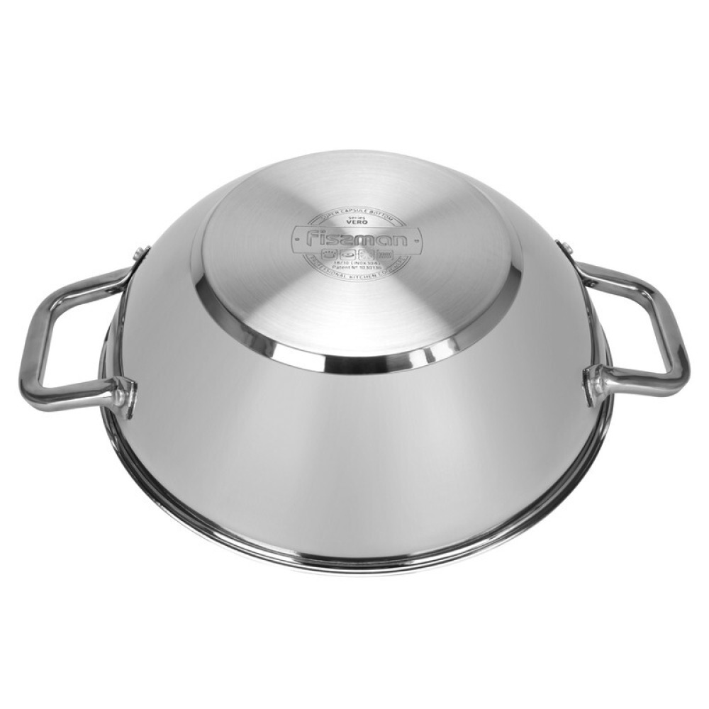 Fissman Wok Vero 32cm/5LTR With Glass Lid Stainless Steel - 6
