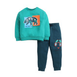 طقم مكون من قطعتين للأولاد - سويت شيرت وبنطال رياضي، (12-18 شهرًا) أخضر فاتح-أخضر غامق - 1 miniature