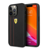 Ferrari Genuine Leather Hard Case With Debossed Stripes, iPhone 13 Pro Max, Black - 2 miniature