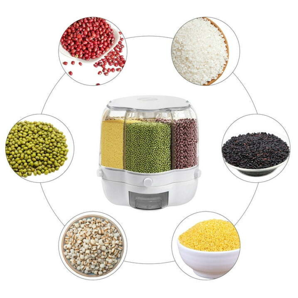 Вращающийся Диспенсер Для Еды, Ведро Для Риса, Резервуар Для Хранения Риса, Герметичный Контейнер для Зерна, ящик Для хранения для дома и кухни - 7