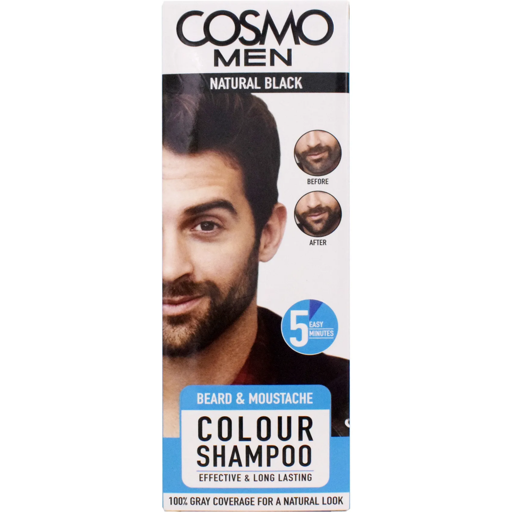 Cosmo Men Beard & Moustache Colour Shampoo Natural Black 180ml - 1