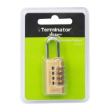 Terminator brand Brass Combination Pad Lock 20 mm 4 Wheel - 1 miniature
