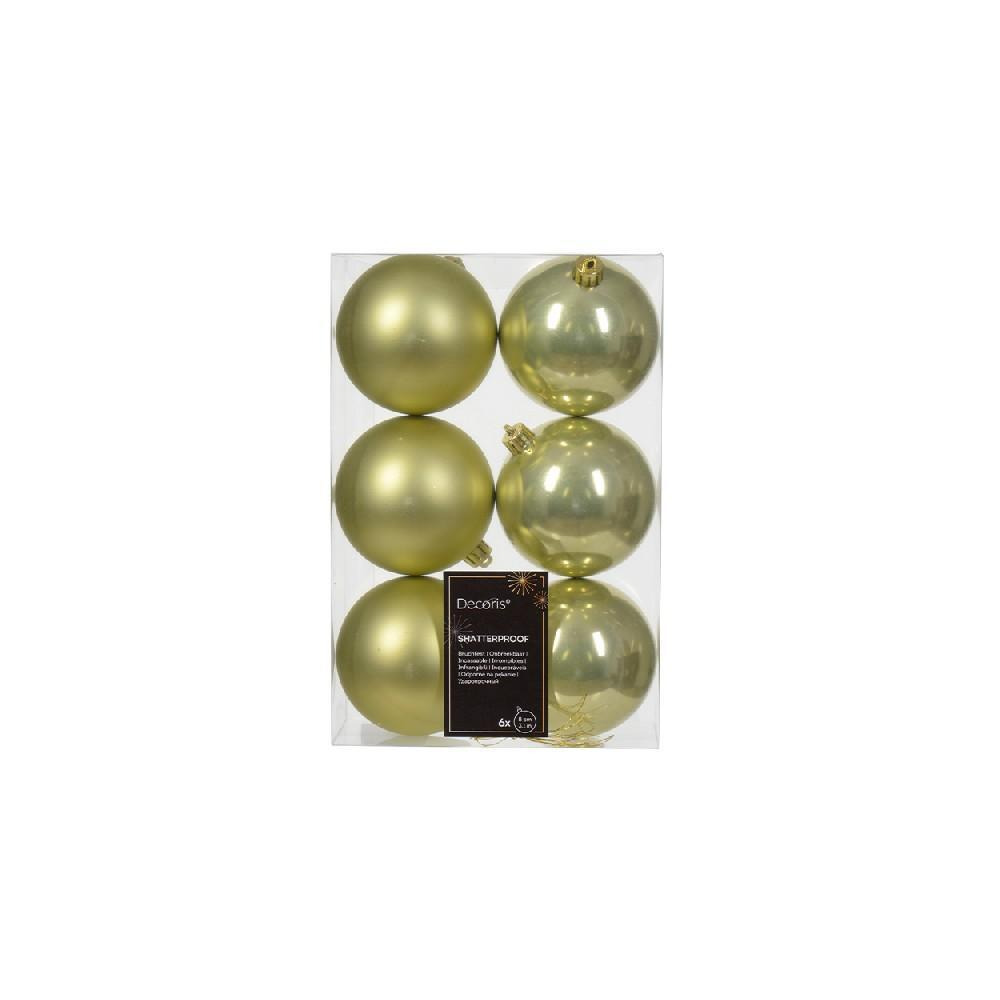 Kaemingk Decoris 8 cm Bauble Shatterproof Shiny  Matt Mix Pistachio - 1