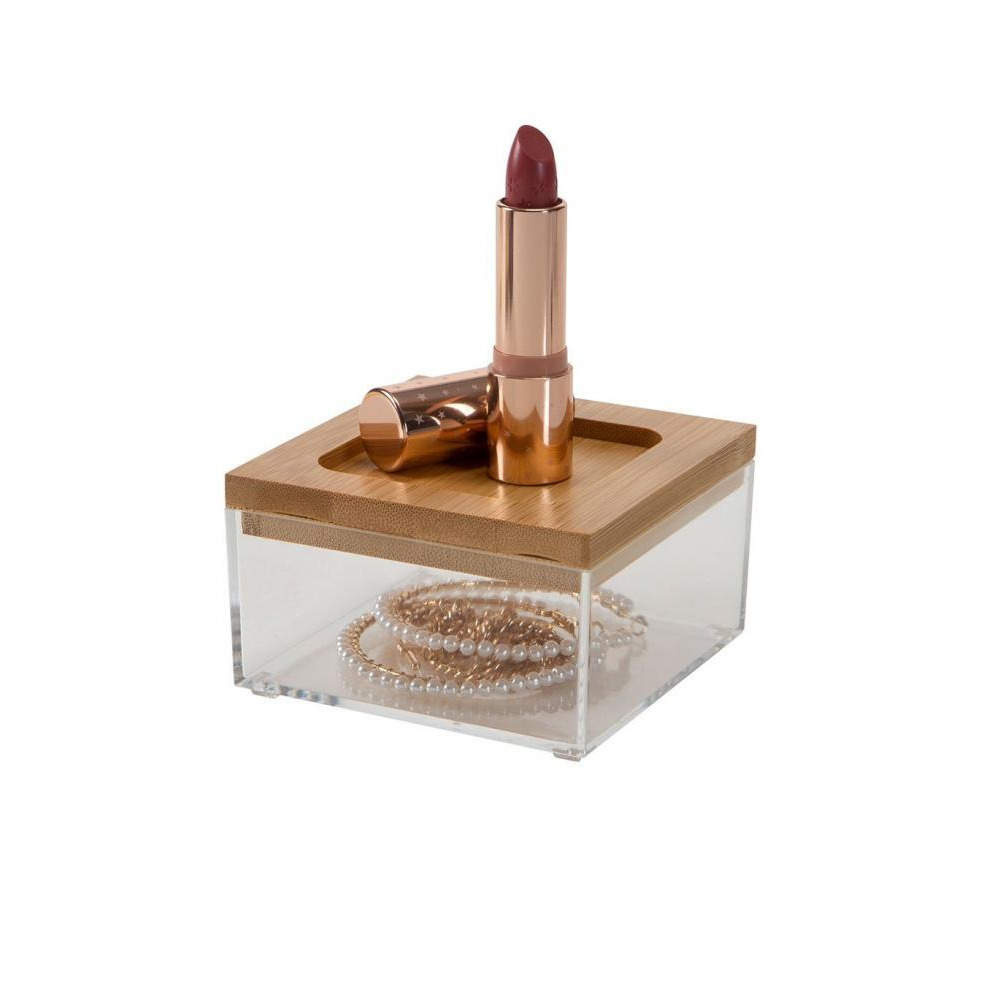 Квадратный Органайзер Simplify Clear с Бамбуковой КРЫШКОЙ, Маленький - 2